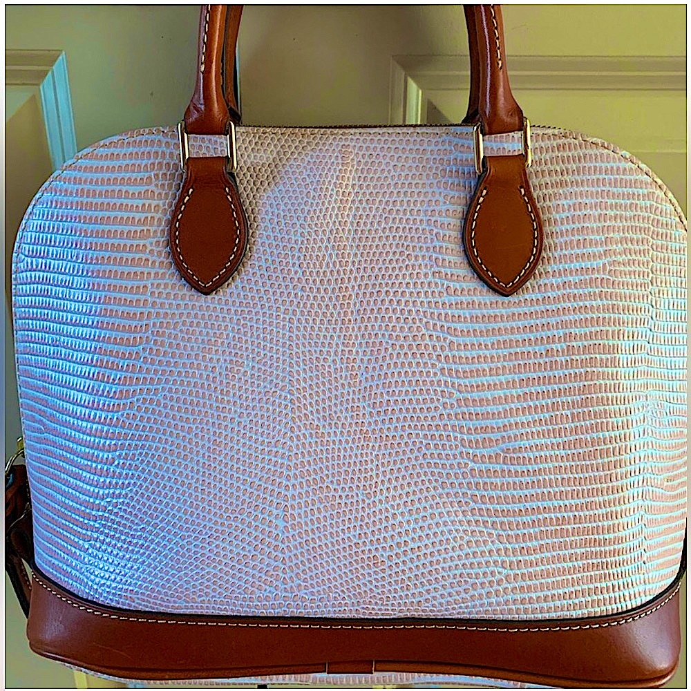 RARE HTF EUC Dooney and Bourke Lizard Leather Zip Zip Satchel crossbody in blush - Picture 4 of 13